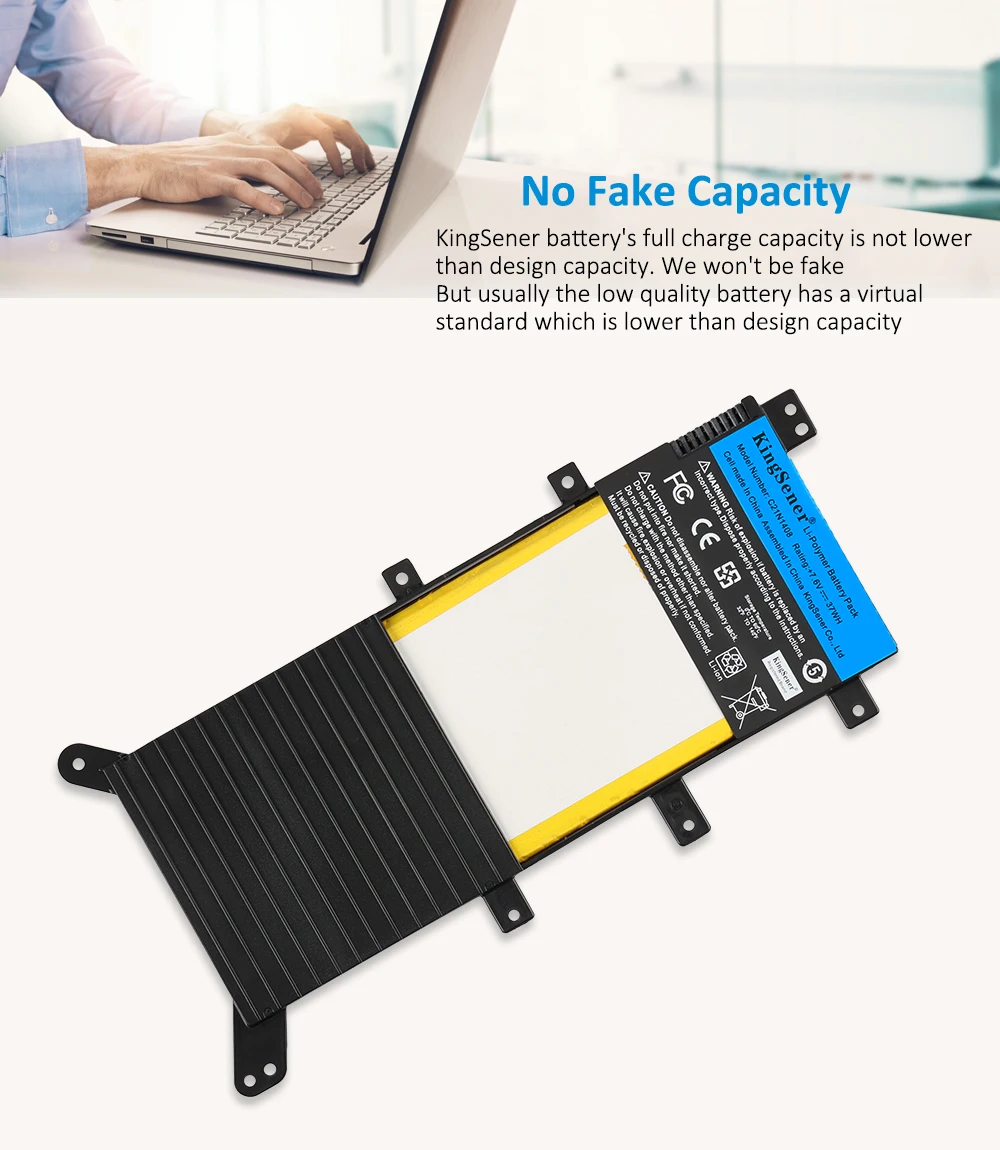 Kingsener-bateria para Computador Portátil Nova C21n1408 para Asus Vivobook 4000 Mx555 V555l V555lb V555u Series 7.6v 37wh Anos de Garantia - Imagem 5