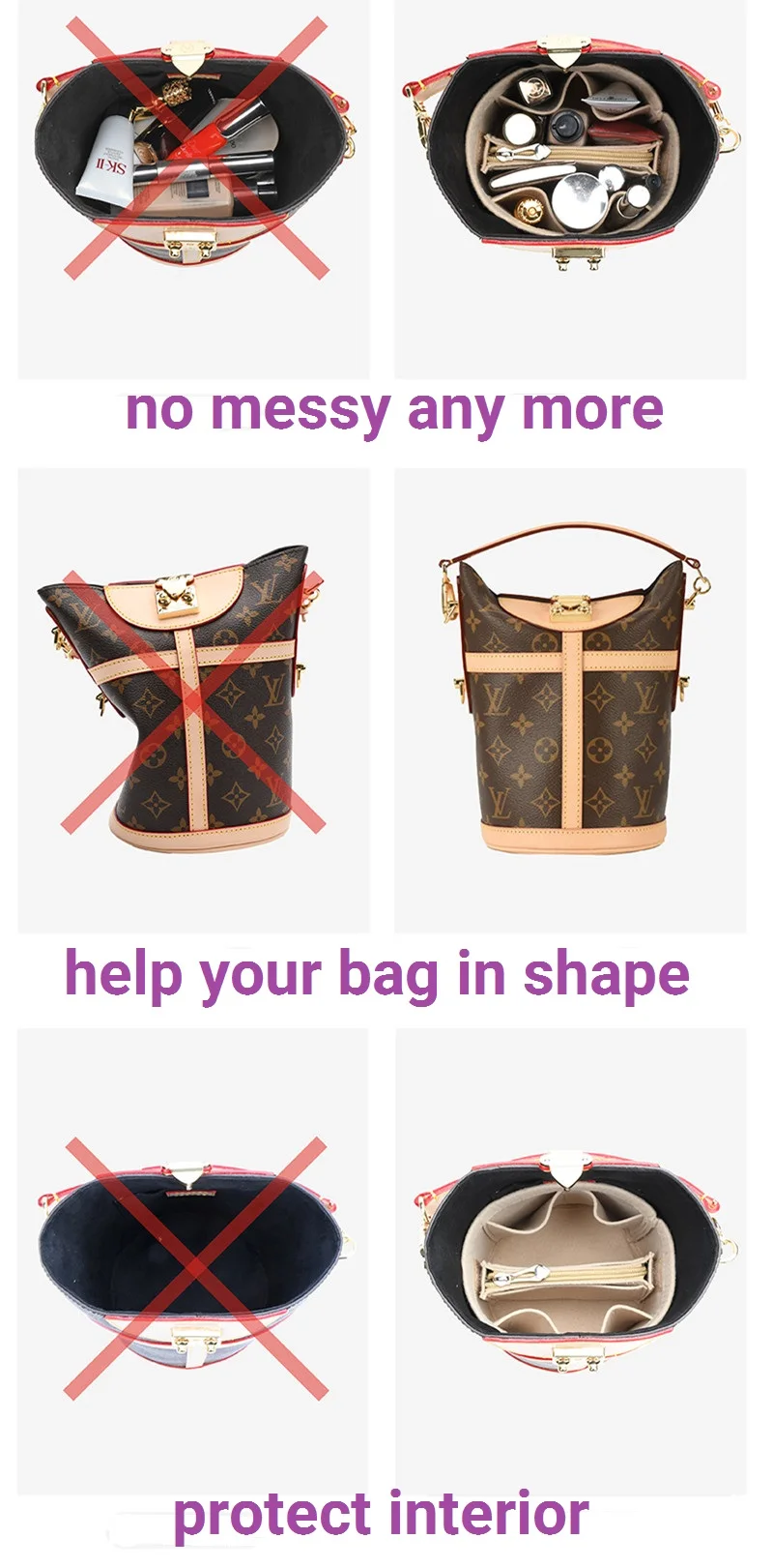 【Soft and Light】Bag Organizer Insert For Lv Dufflel Organiser Divider Shaper Protector Compartment Inner