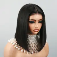 Wear and Go-Perruque Bob droite sans colle pour femme, perruques de cheveux humains, dentelle prédécoupée, densité 180%, 6x4 3