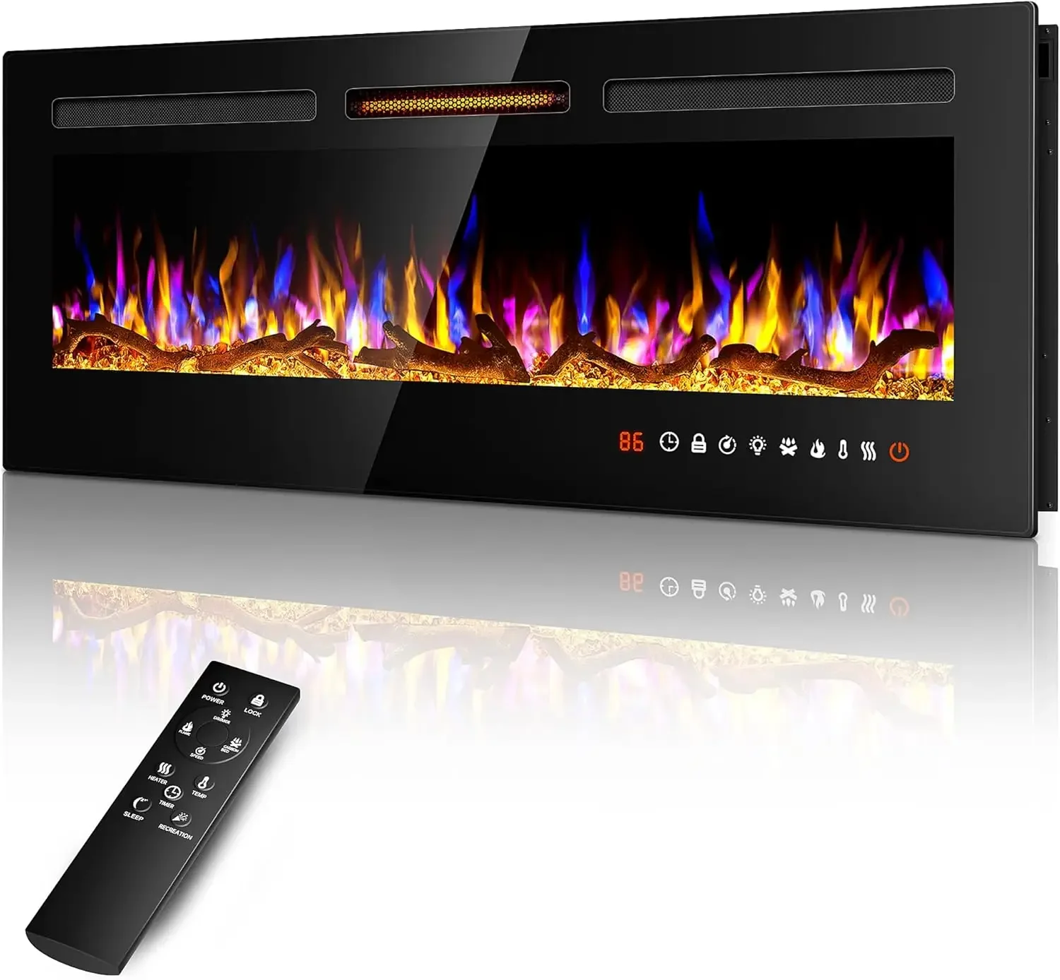 Electric Fireplace Recessed and Wall Mounted,Wall Fireplace and Freestanding Linear Fireplace, with Remote Control