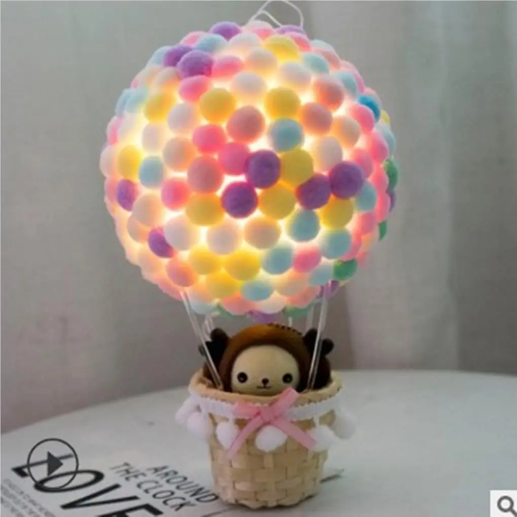 Hot Air Balloon Night Light Handmade Table Desk Lamp Decorative Light With Rattan Basket For Home Lighting Decoration