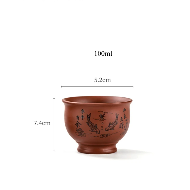 Chinese Yixing Purple Clay Teacup Coffee Cup Oolong Tea Handmade Boutique Tea Bowl Master Tea Cup Portable Personal Single Cup