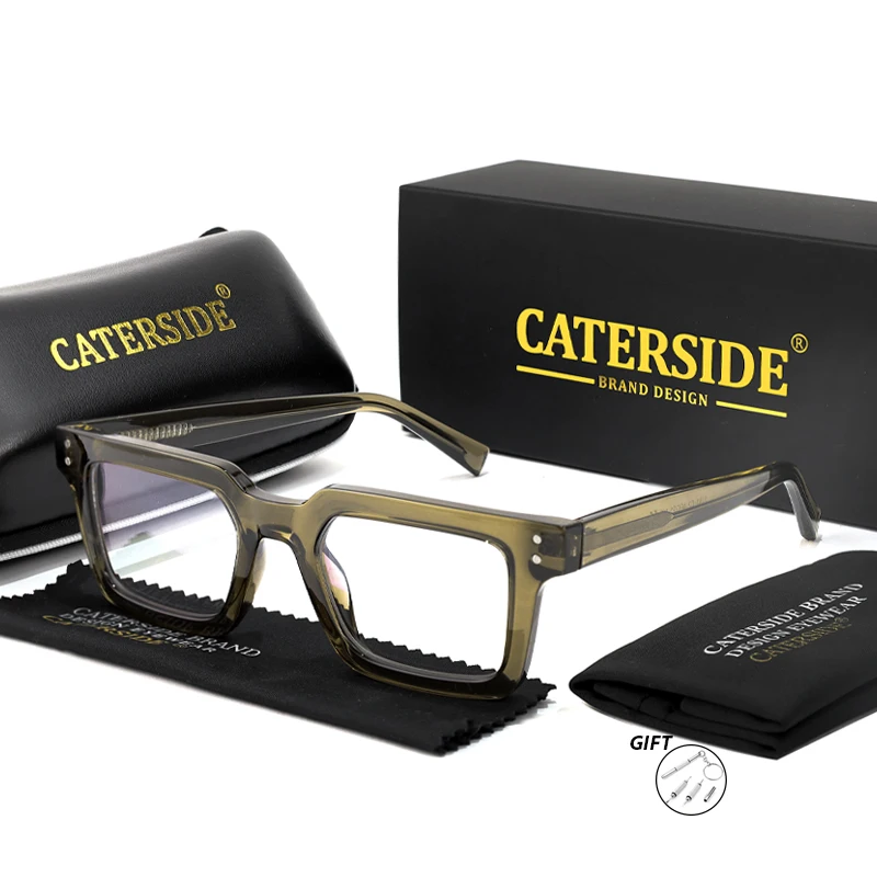 CATERSIDE Retro Quadratische Männer Optische Gläser Tr90 Rahmen Professionelle Custom Rezept Brillen frauen Täglichen Brillen – Detail 9