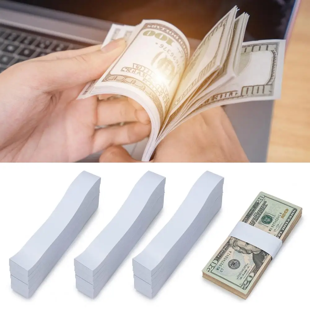 

Durable Cash Straps Professional Durable Money Bands 300pcs Self Sealing White Paper Cash Straps for Supermarket Accountant Bank