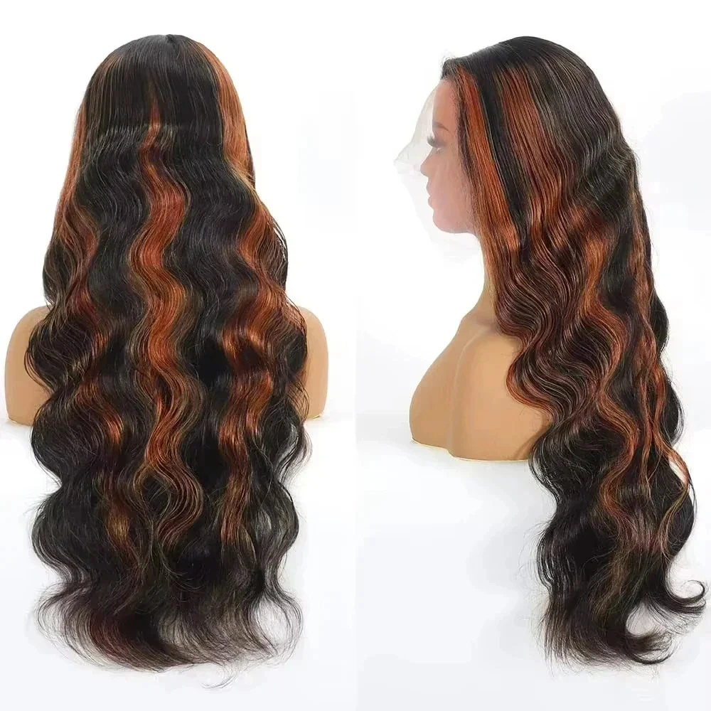 Perruque en cheveux humains P1B/30 Body Wave Highlight 30 34 pouces HD 13×6 Lace Front, couleur Omber Brown améliorée, perruque frontale 13×4 en dentelle vietnamienne pour femmes