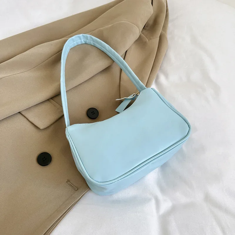Borsa a tracolla semplice in ecopelle PU color caramella, borsa a mano capiente da portare sotto il braccio, ideale per donne e ragazze._voghion.com