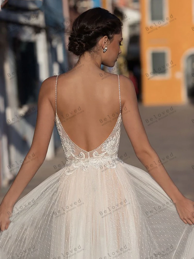 Bohemia Wedding Dresses Classic Bridal Gowns Lace Appliques Sexy Sleeveless Backless Robes For Party Charming Vestidos De Novia