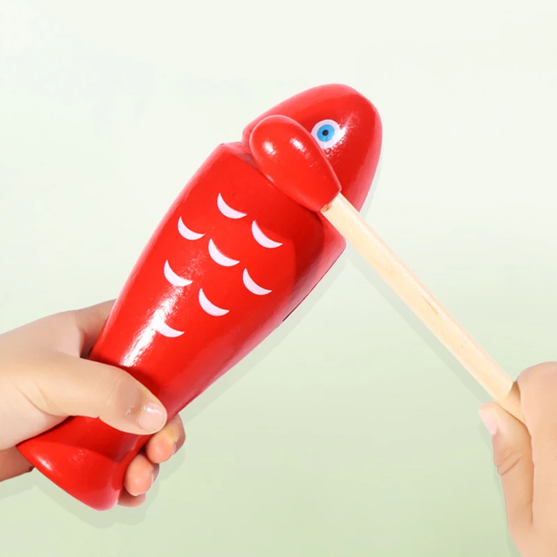 Wooden Fish Orff Percussion Instrument Music Equipment Single Sound Tube Two Tone WoodBlocker Easy to Use Beginners Rhythm TMZ