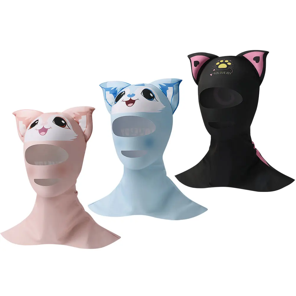 카툰 자외선 차단 얼굴 스카프, 통기성 여름 얼굴 마스크, 스노클링 서핑 모자, 카약 스노클링 수영 수상 스포츠, 1-3 개