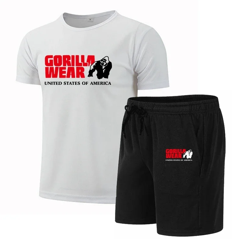 2024 Gorilla Printing Short-sleeved Suit Man Woman Summer Casual Clothes T-shirt + shorts 2-piece T-shirt Quick drying Set 4