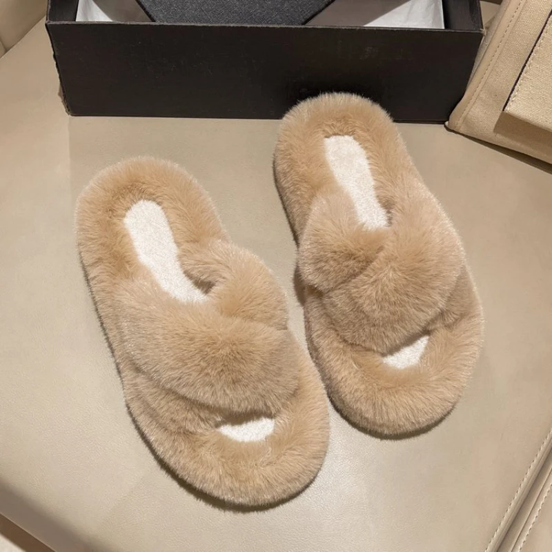 

Зимние теплые модные тапочки Vrouwen Buiten Ontwerp Pluizige Pantoffels комнатные Zachte Pluche Schoenen Vrouwen Warme Pantoffels