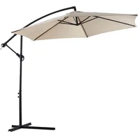 10ft Cantilever Patio Umbrella, Offset Hanging Outdoor Table Umbrella with Tilt Crank, 6 Sturdy Ribs and Cross Base, UV 1