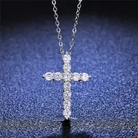 Pass Diamond Test D Color 1.1CT Moissanite Cross Necklace 18K Gold Plated 925 Sterling Silver GRA Jewelry for Men and Women 1