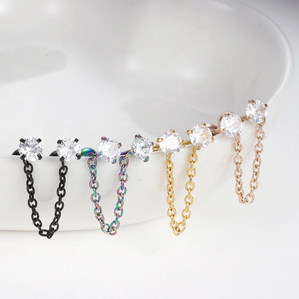 Stud Earrings Dangle Earrings Drop Earrings Crystal Earrings Crystal Tassel Earrings Stainless Steel Ear Studs Tassel Chains Earrings For Women Fashion Crystal Zirconia
