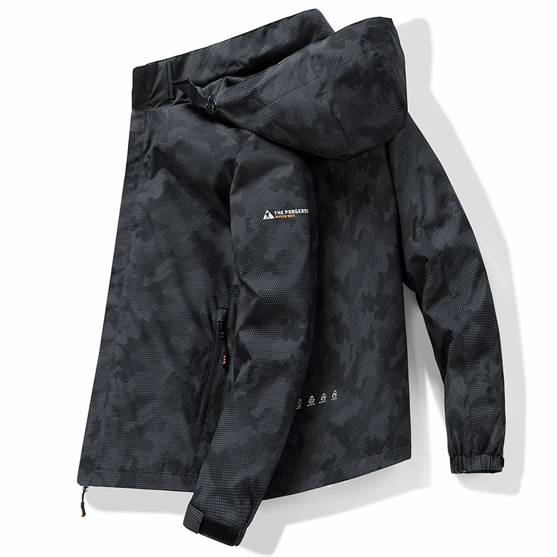 New spring and autumn Men's Jacket Coats black Casual hooded bomber jacket fashion Streetwearcamouflage  men clothing M-5XL
