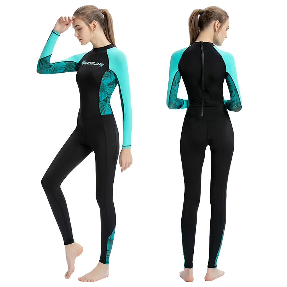 

2023 New Women's One Piece Long Sleeve Swimwear Sun Protection Quick Dry Diving Surfing Suit Water Sports Swimwear Diving Suit