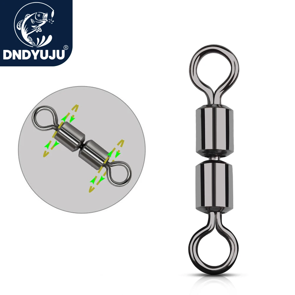 DNDYUJU 50pcs Double Jointed Fishing Swivels Rolling Swivel Ball Bearing  Solid Rings Fishing Connector Fishing Hook