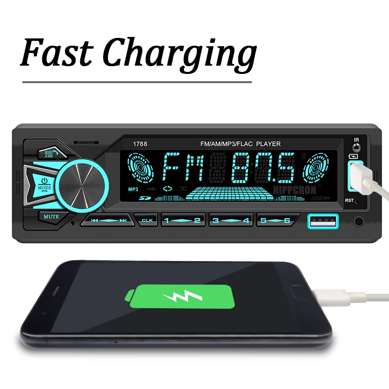 Car Radio 1din Srereo MP3 Player Bluetooth FM Receiver With Remote Control AUX/U