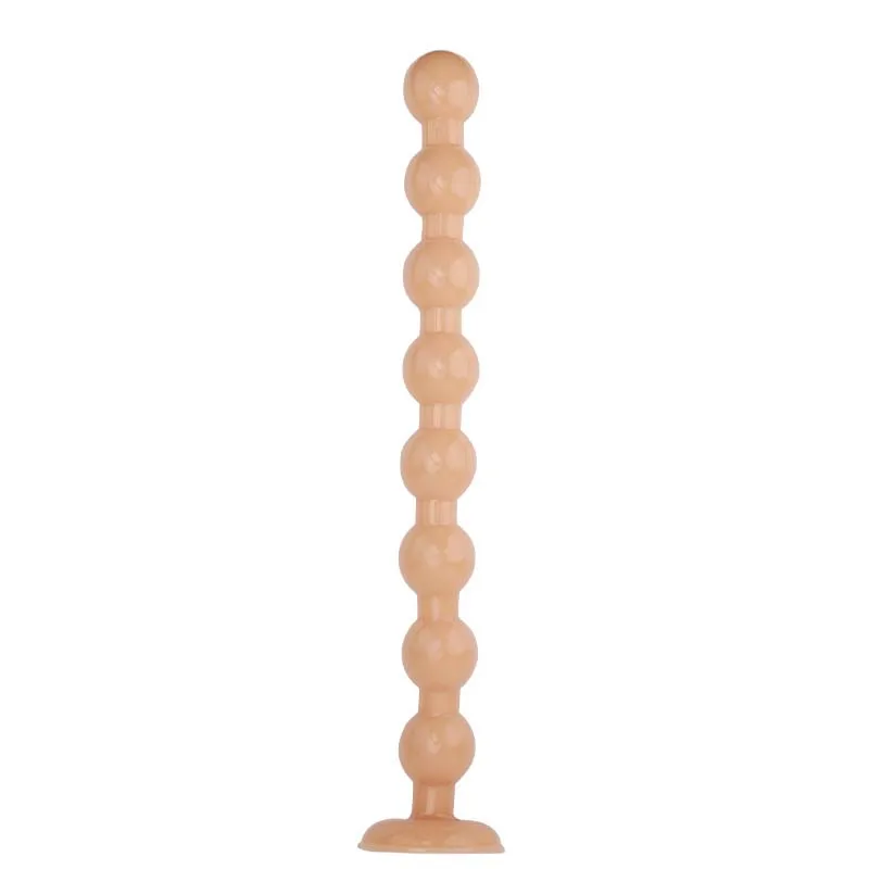 Plug anal souple à billes et long dildo en silicone pour anus_voghion.com