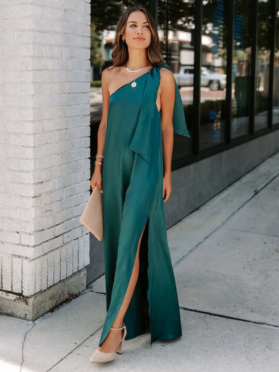 

One Shoulder Lace Up Dress For Spring Summer Women