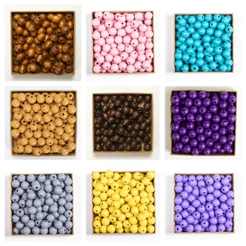 SOMESOOR 50pcs 16mm 0.63IN Natural Wooden Beads Multi Colors Round Shaped DIY Craft Wood Bracelet Necklaces Jewelry Accessories 1