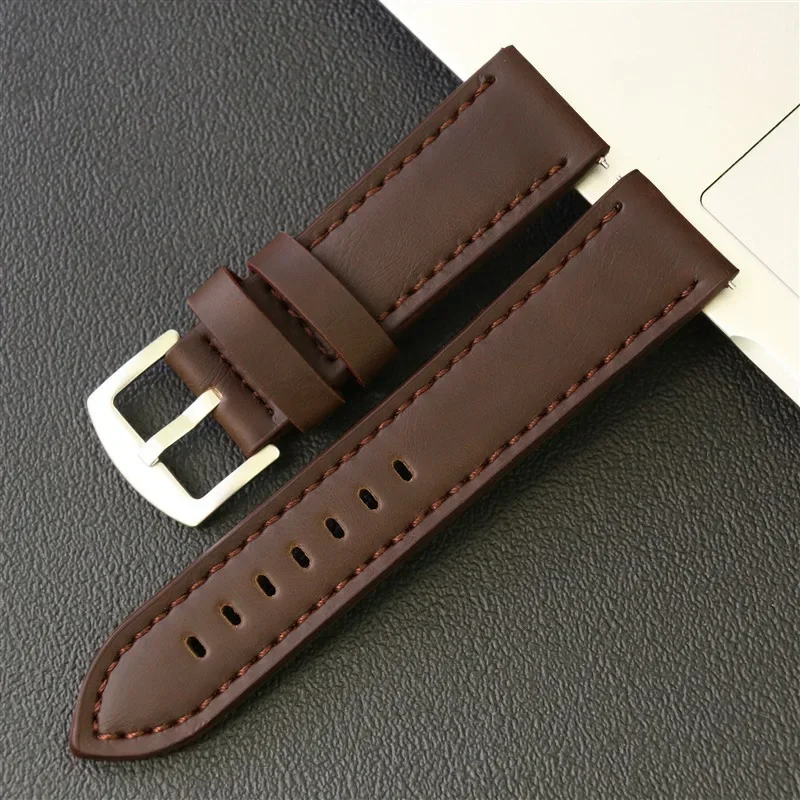 Quick Release Crazy Horse Genuine Leather Retro Watch Strap - Universal Fit, Multiple Sizes Available