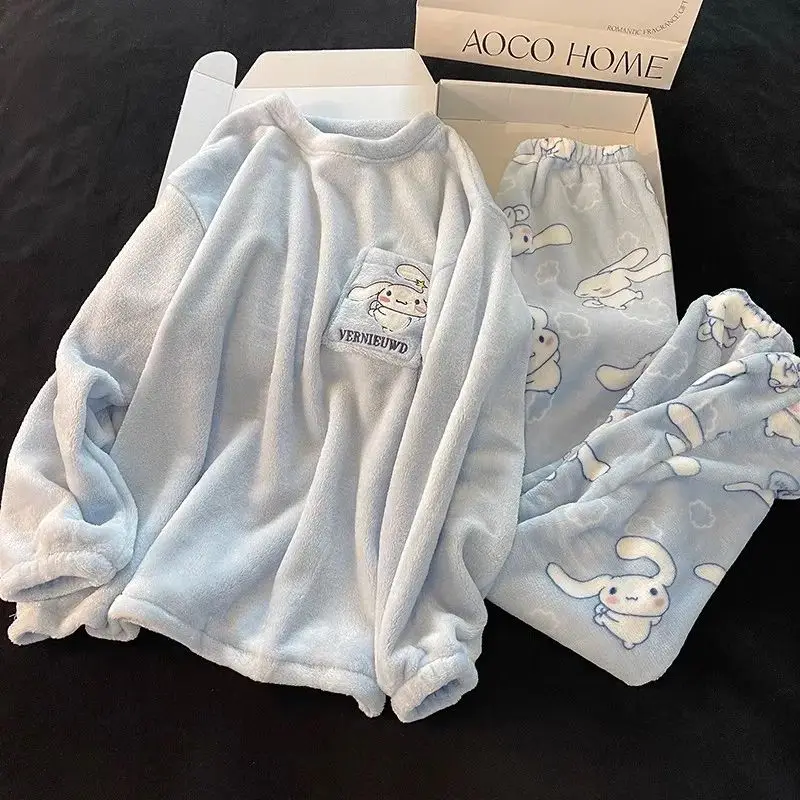 

Новая Толстая флисовая Пижама Sanrio Cinnamoroll Babycinnamoroll, зимняя теплая фланелевая домашняя одежда