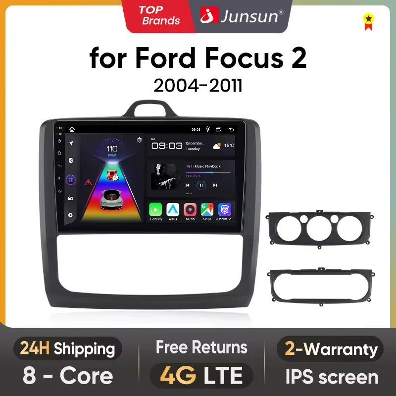 Junsun Wireless CarPlay Android Auto Car Radio for Ford Focus 2 Mk2 RDS GPS 4G WIFI Multimedia autoradio