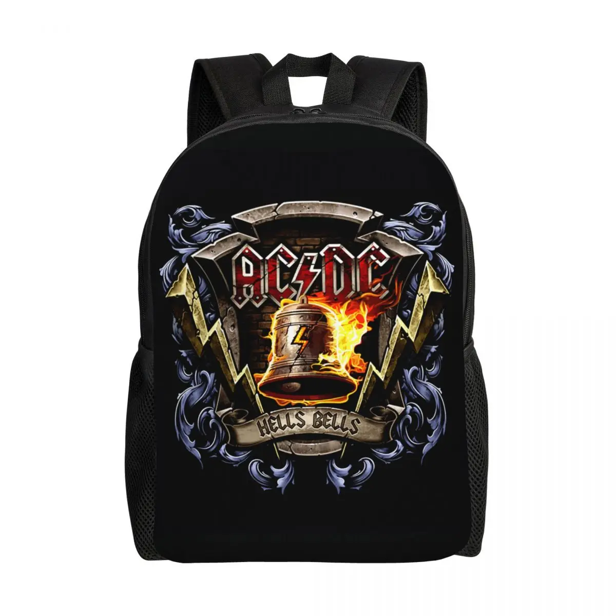 

Retro Rock Hells Bells AC DC Laptop Backpack Men Women Fashion Bookbag for School College Student Bags