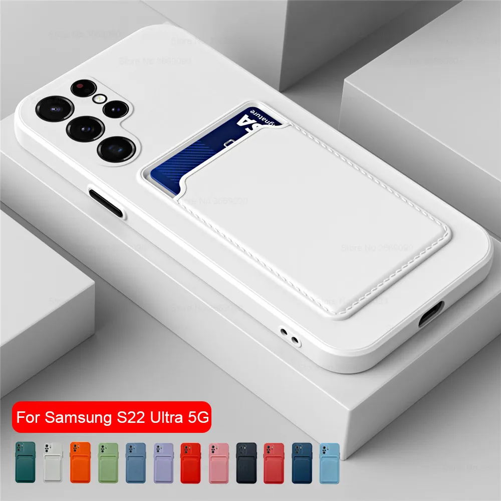 Porte-fente pour carte Coque antichoc en Silicone souple carré pour Samsung S22 Ultra Plus S 22 S22Ultra samung s 22ultra s22plus_voghion.com