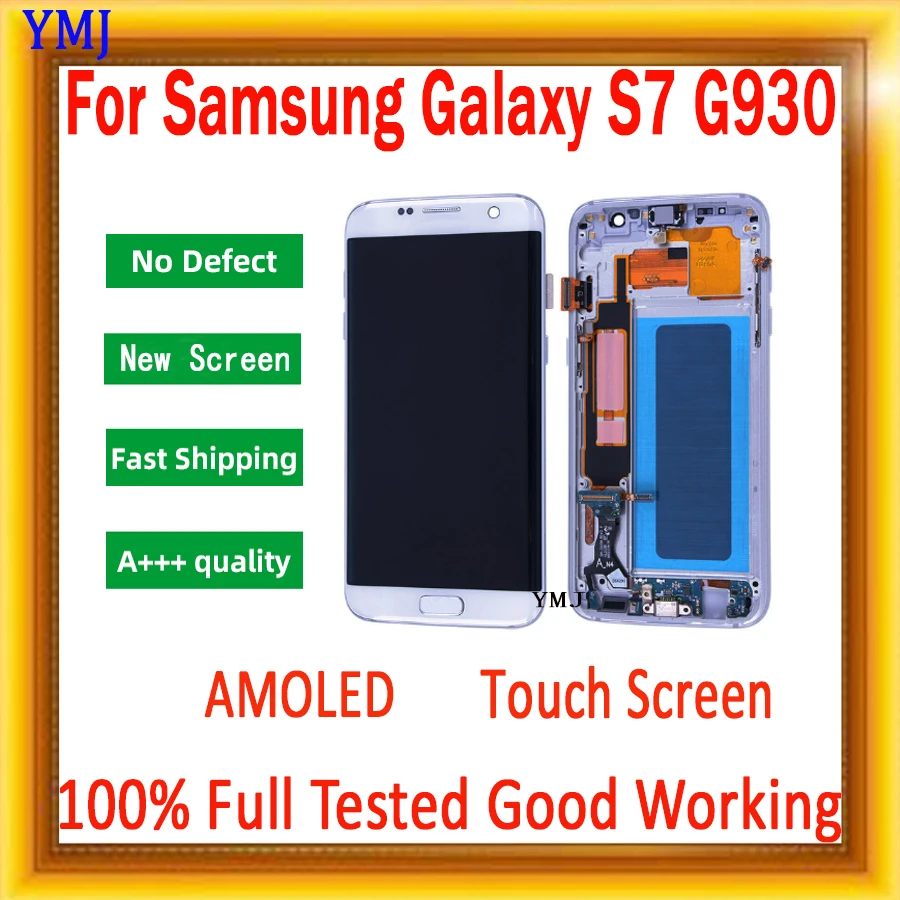 

NEW SUPER AMOLED 5.1'' LCD Replacement With Frame For SAMSUNG Galaxy S7 Display G930 G930F Touch Screen Digitizer+Service Pack