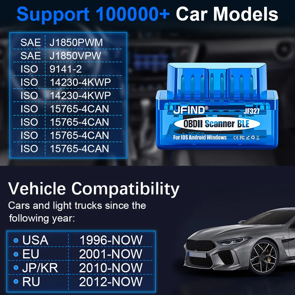 JFIND ELM327 V1.5 OBD2 Bluetooth5.1 PIC18F25K80 Auto Scanner For Android IOS Code Reader OBD2 elm 327 V1 5 Car Diagnostic Tool