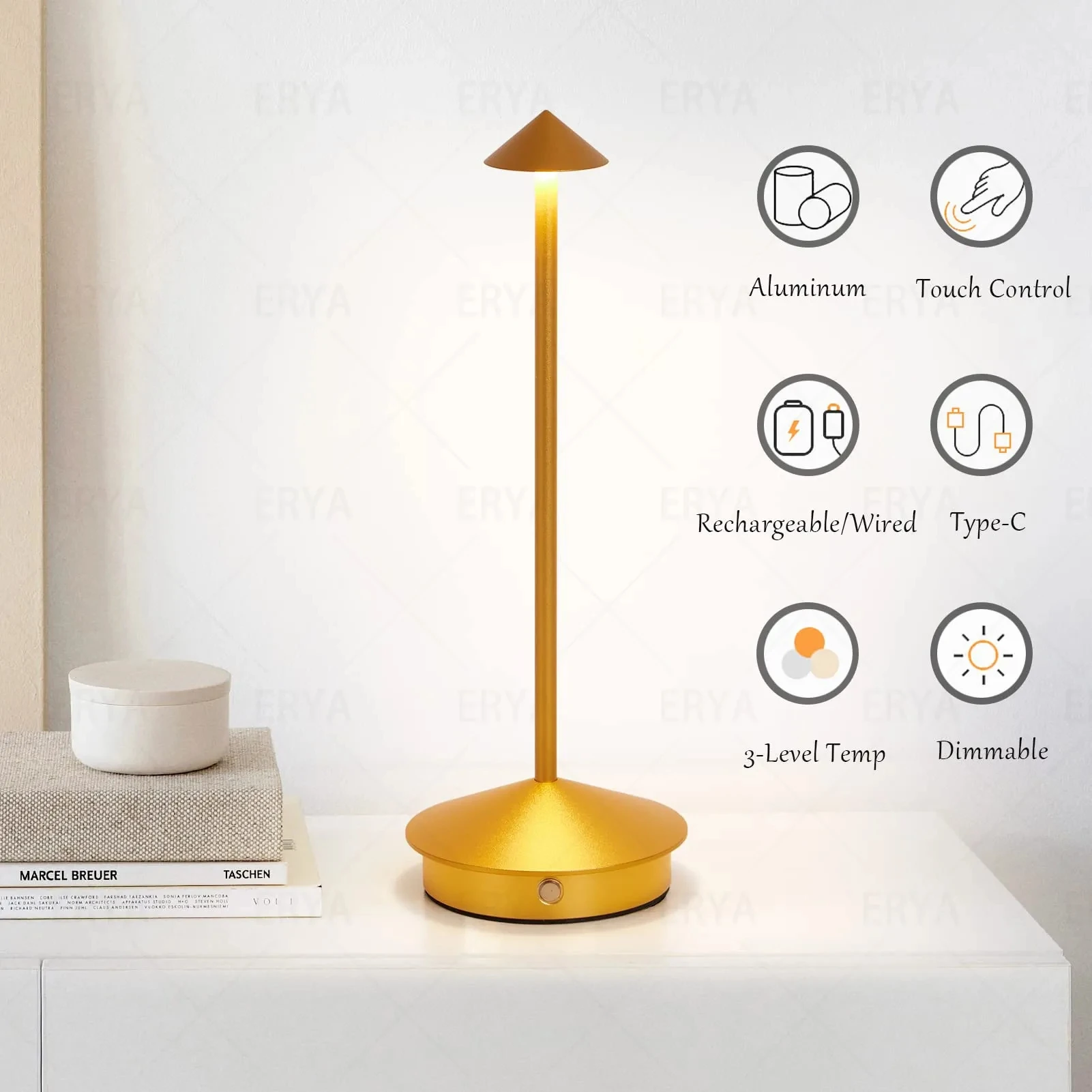 Type-C Rechargeable Table Lamp Creative Dining Touch Led Hotel Bar Coffee Pina pro Table Lamp Lampada Da Tavolo Decorative Lamp 5