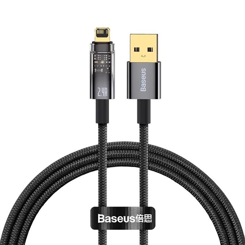 type of android charger Baseus USB Cable For iPhone 13 12 11 Pro Max Mini XS Plus 2.4A Auto Power-Off Fast Charging Cord For iPad iPhone Charger Cable android charger Cables