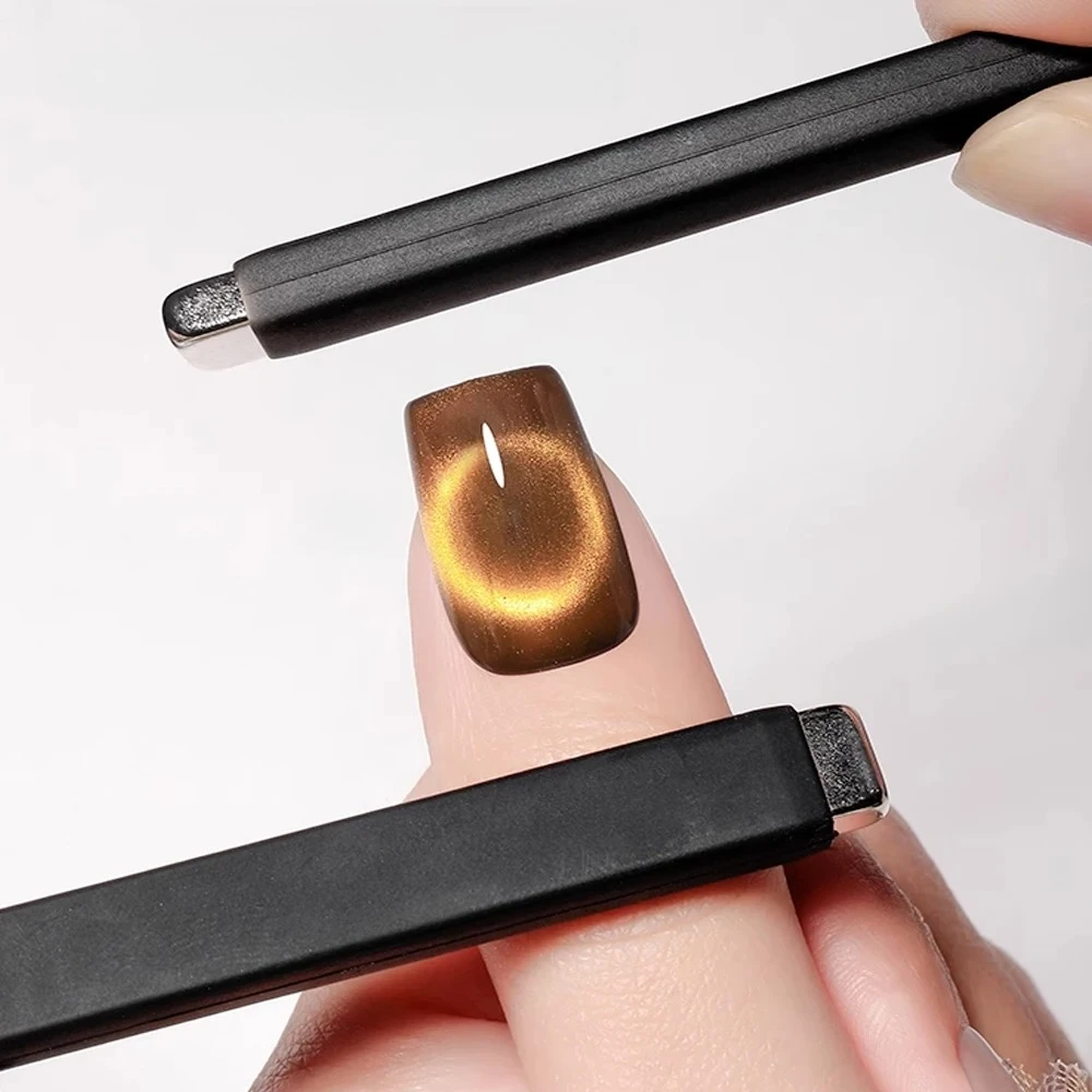 6X0.9CM 네일아트 마그네틱 스틱 강력 효과 마그넷 슬라이스 블랙 실리콘 케이스 포함 캣츠아이 젤 스틱 DIY 네일 스틱