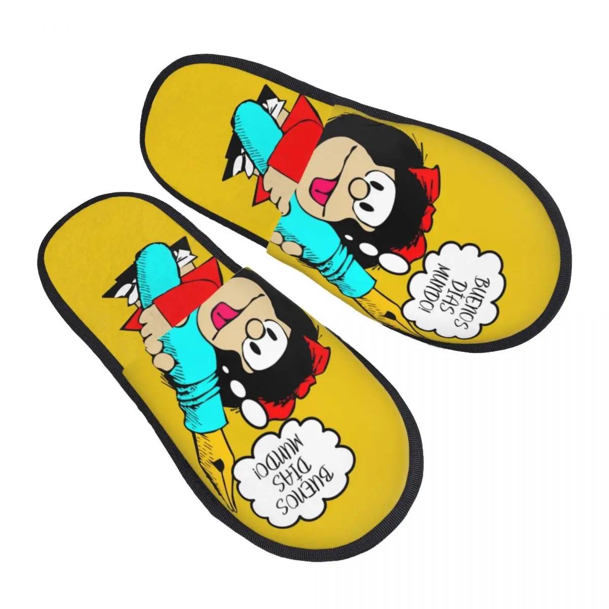 

Женские красивые домашние тапочки Mafalda с принтом на заказ, мягкие теплые пушистые тапочки из пены с эффектом памяти в виде мультяшных комиксов, Уличная обувь для дома и улицы