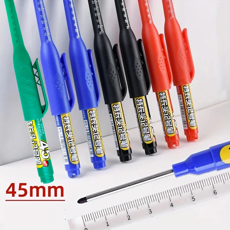 2-8Pcs 45mm 방수 롱 헤드 펜촉 깊은 구멍 마커 펜 타일 목수 펜 목공 용 ..