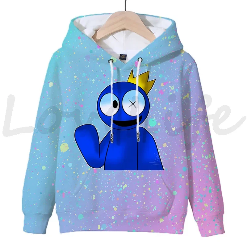 Sudadera Con Capucha Rainbow Friends Para Niños - Cremallera, Azul, Estampado 3D, Tallas 4-12 Años