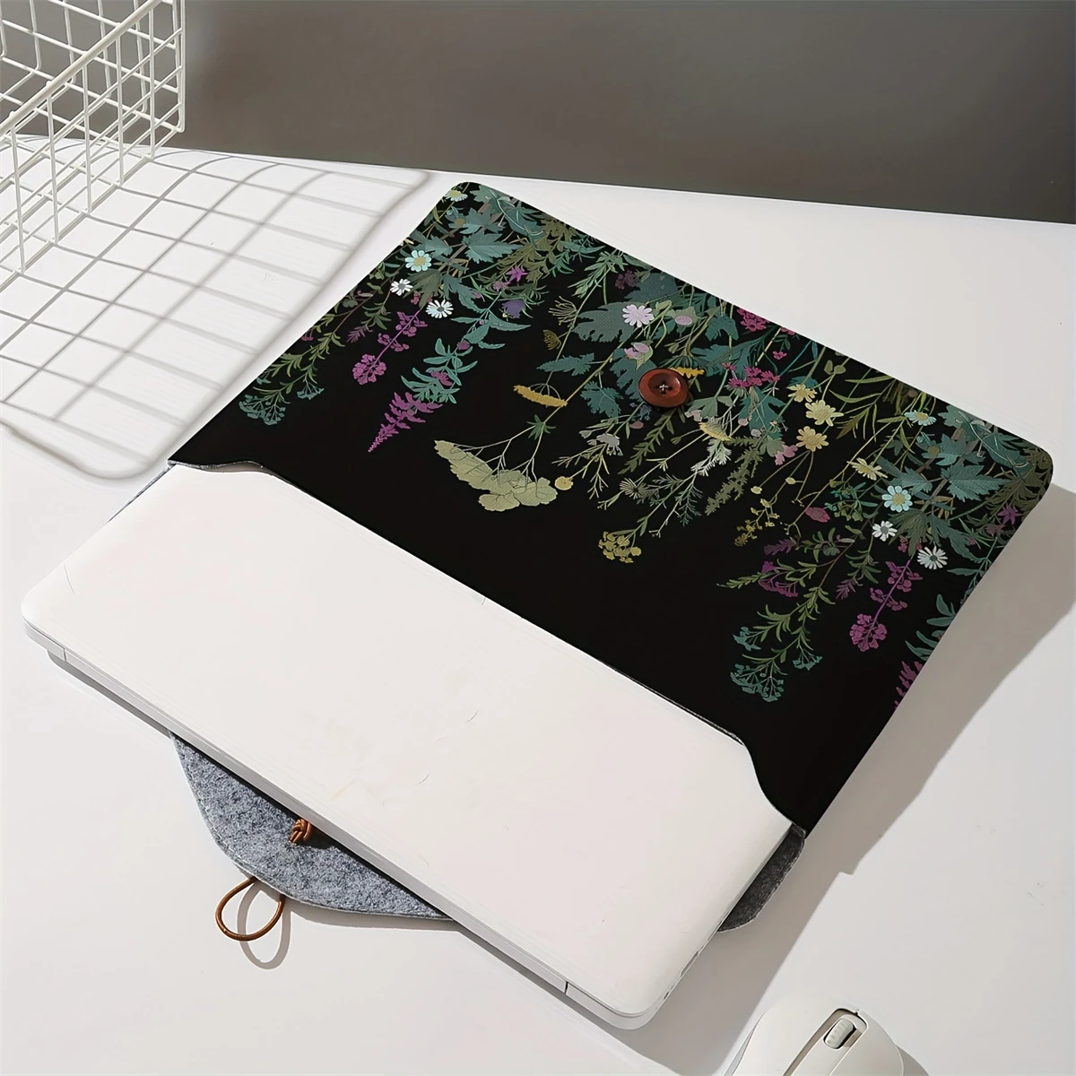 Flower patterned laptop bag with soft laptop fabric cover, suitable for laptop soft cover storage and tablet storage bag