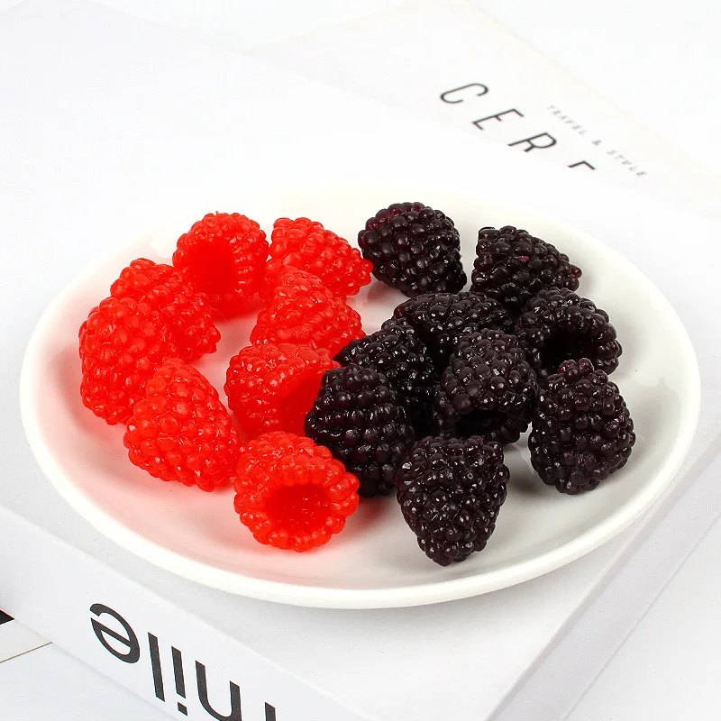 10Pcs Artificial Raspberry Fruit Bilberry Cabinet Home Display Decoration Early Education Photography Props Fake Simulation artificial fruits and vegetables