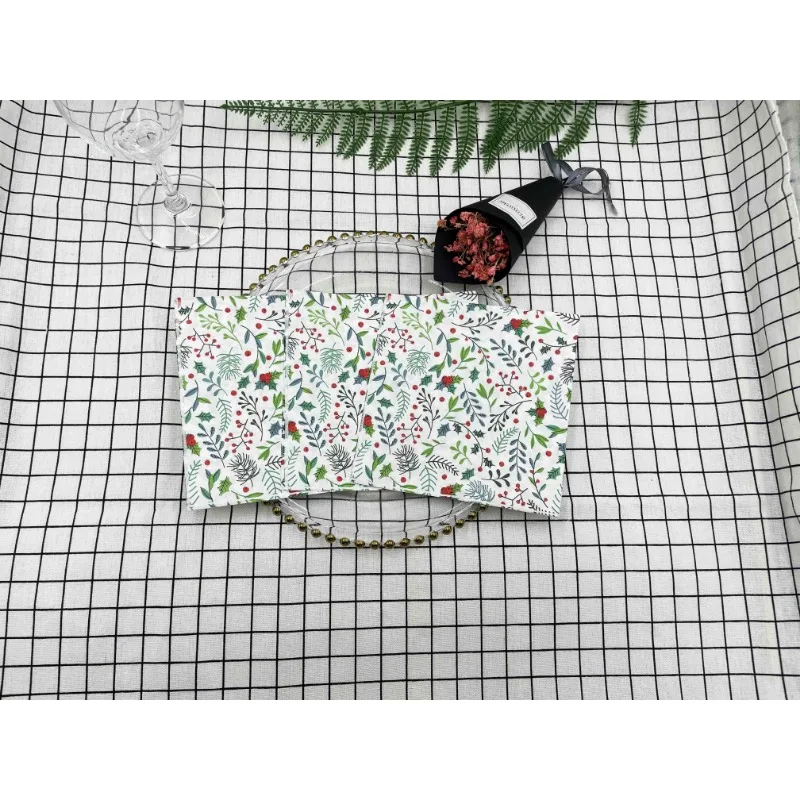Colourful Printing Napkin Leaf Folding Mouth Cloth Paper Western Restaurant Wedding Decoration Table Wood Pulp Facial Tissue 20p