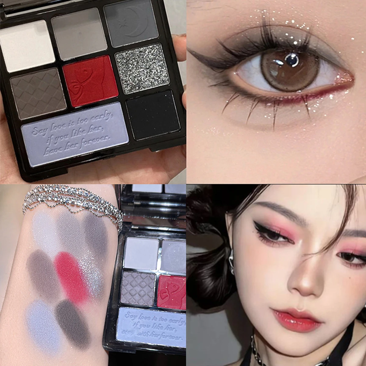 9 Colour Matte Waterproof Eyeshadow Palette Blue Purple Eye Shadow Pigment Smoky Punk Eyeshadow Summer Swimming Cosmetics 3