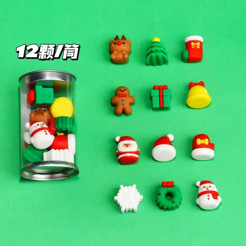 

12Pcs Christmas Style Cartoon Cute Eraser Creative Stationery Painting Exam Tool Pencil Wipe Clean No Marks Student Supplies