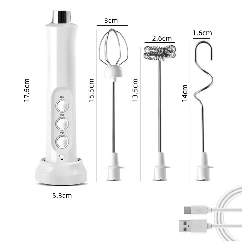Wireless Milk Foam USB Rechargeable Handheld Electric Foam Maker 3 Speeds for Latte Cappuccino Hot Chocolate Coffee Whisk Mixer 6
