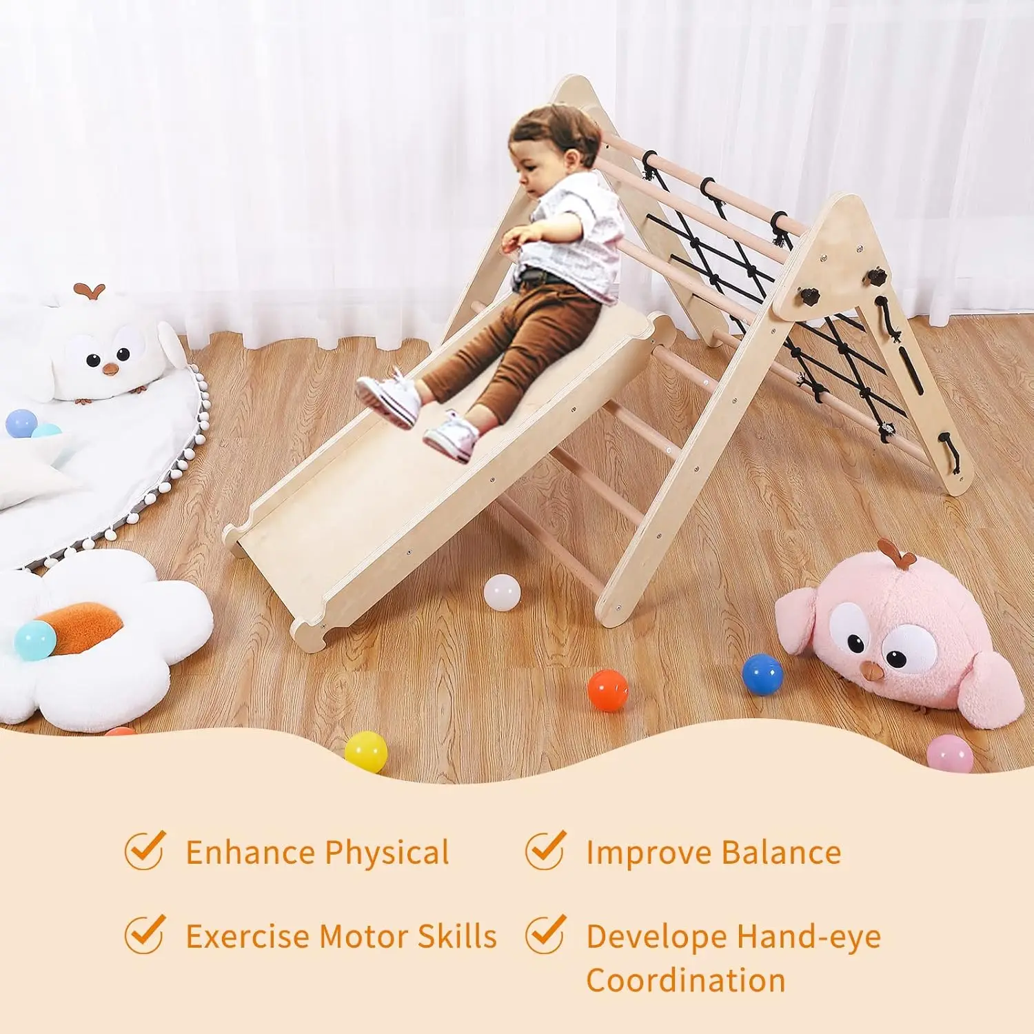 Wooden Montessori Climbing Toys toddler climbing frame Baby Indoor Playground Gym triangle frame toy climb