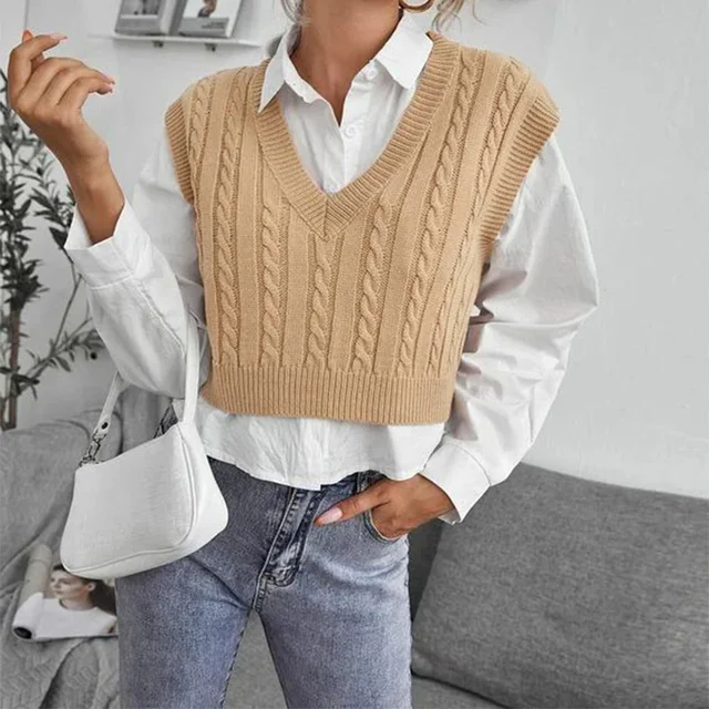 Sweater Vest Women 5 Colors Retro Criss-cross Elegant Loose V-neck Classic  Basic Daily Students Casual Spring Clothing Chic New - Sweater Vest -  AliExpress