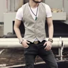 Men's Business British Style Retro Linen Vest Summer Thin Section Slim Three Button V-Neck Slim Gentleman Casual Formal Vest 5