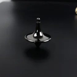 Silver Metal Gyro with Totem Design - Precision Spinning Top (Black With hole)