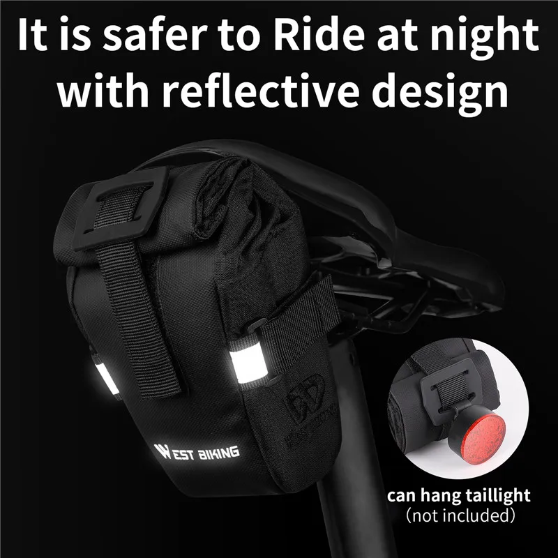 WEST BIKING Bicycle Saddle Bag 1L Portable Foldable Tail Bag MTB Road Bike Toolkit Waterproof Cycling Bag Bike Accessories