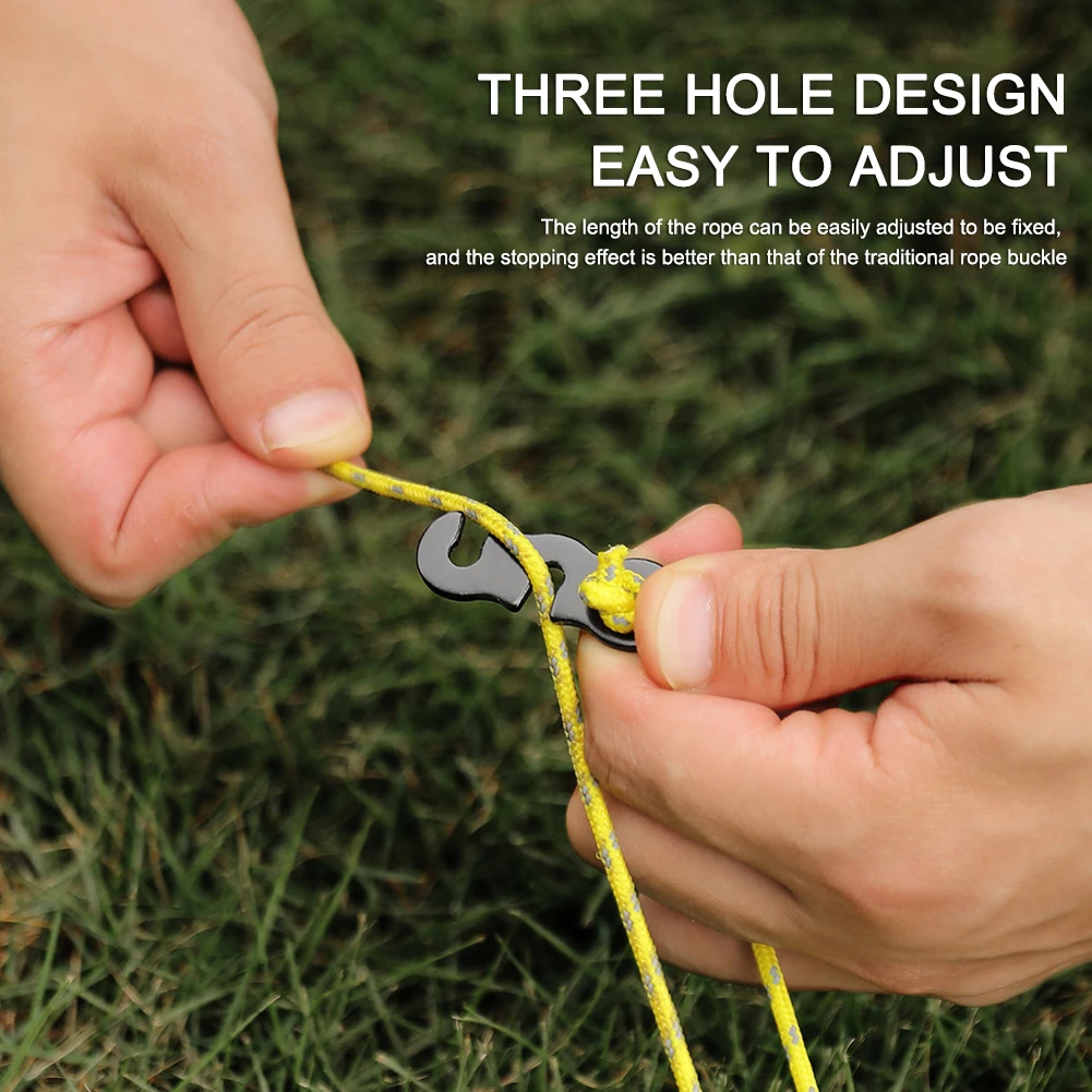 10pcs Adjustable Camping Tent Cord Rope Buckle Hook S Type